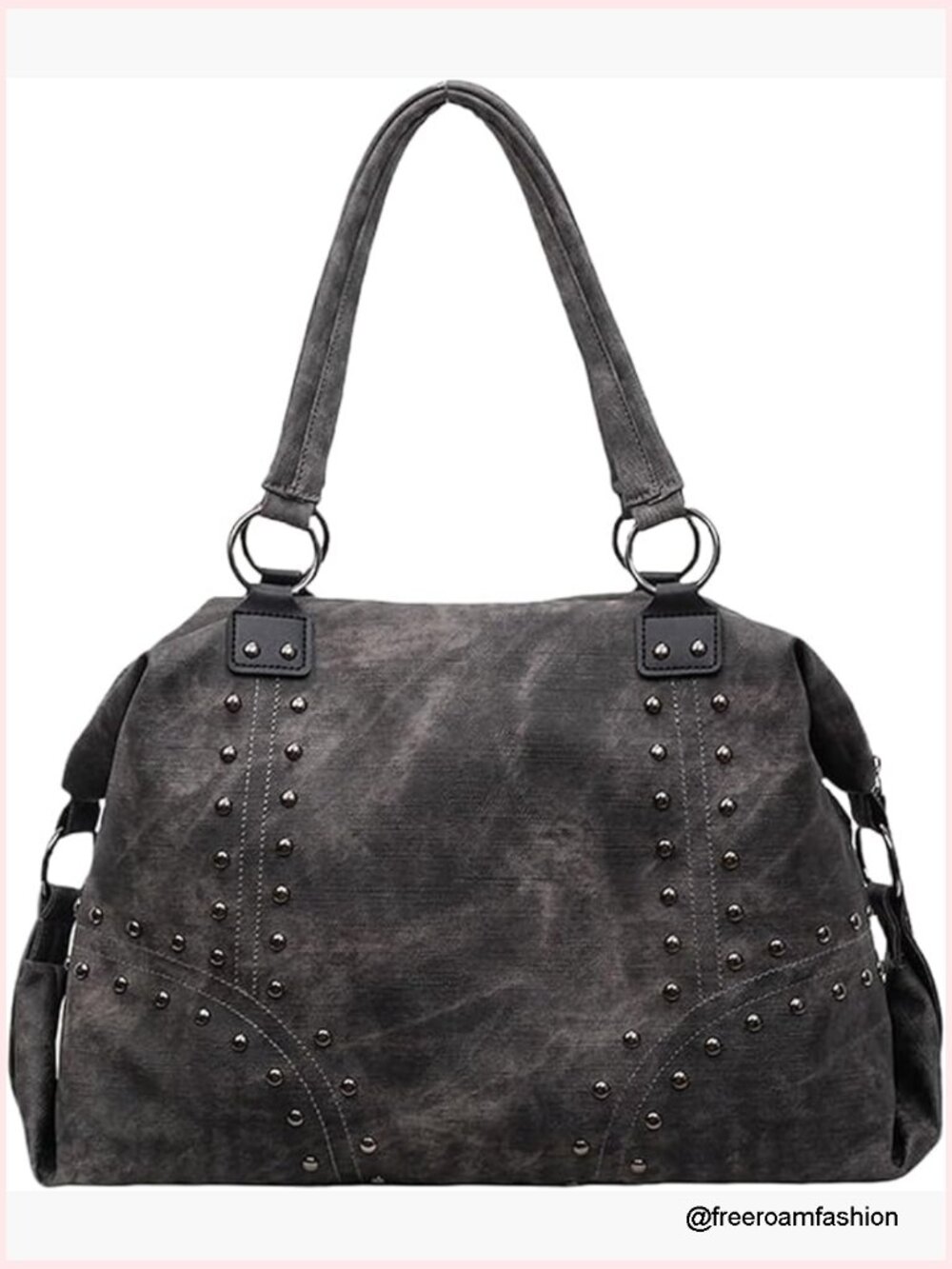 Faux Leather Studded Tote Hobo Bag Y2K Shoulder Purse Punk Handbag